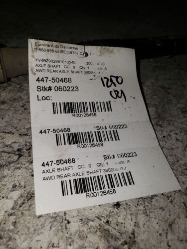 07-12 VOLVO 80 SERIES Axle Shaft Rear AWD 126458 - Picture 5 of 12