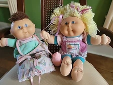 2 Hasbro Cabbage Patch Kid Dolls 1990/92 Baby Toddler Blond Brown Hair Blue Eyes