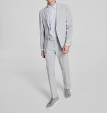 Kenneth Cole Reaction Men's Silver Slim Fit 2-Piece Jacket Pants Suit Size 40L
