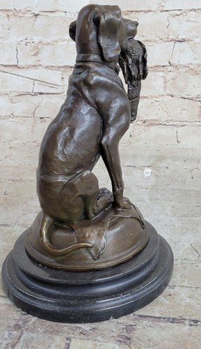 Moigniez Labrador Hunting Dog Duck Bronze Figurine Art Deco Animal Figure Decor - Picture 5 of 10