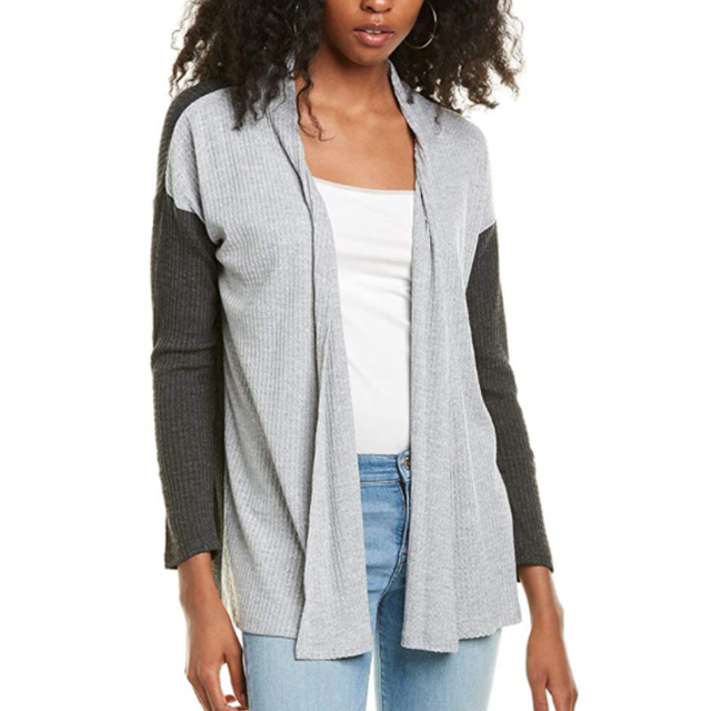 Bobeau Womens Waffle Knit Open Front 