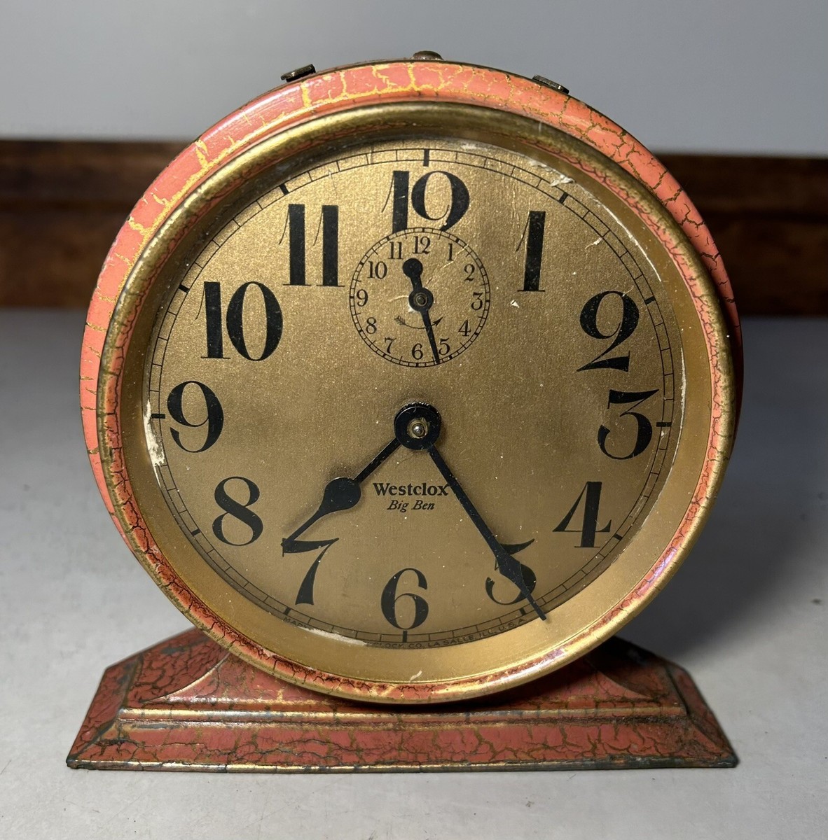 1927 Art Deco Big Ben Pink Crackle Alarm Clock | eBay