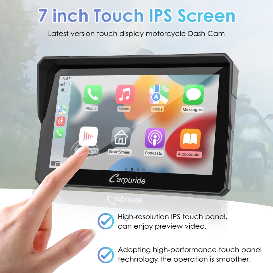 Carpuride W702 Apple Carplay Android Auto Wasserdichter Touchscreen für Motorrad - Bild 4 von 4