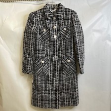 Guess Megan Tweed Coat Women's Size 6 Check Black White 3ygl109909z