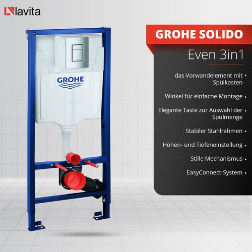 GROHE Vorwandelement Solido + Wand WC Sofi Slim Folklor + Knopf Set - Bild 17 von 29