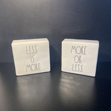 Lot Of 2 Rae Dunn Desk Block Paperweight More or Less-Less is More-Same on Each