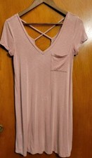 American Eagle Soft & Sexy Peach TShirt Dress Size XS Back Cutout A Line Dress B