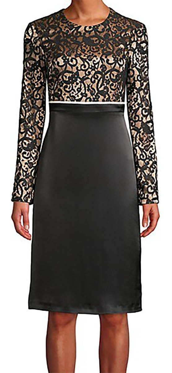 tory burch printed lace dress Tory Burch Women's Lace Blocked Dress, 60473, Black, Size 14