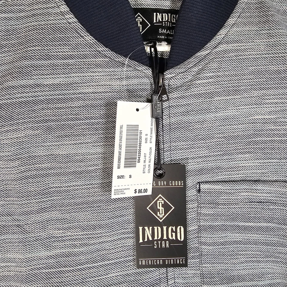 Новый Indigo Star мужчин Madison размер маленький полный молнии Bomber рубашка куртка серый новый с Ярлыками - Изображение 3 из 4