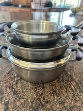 Presto Pride Copper Clad Bottom Steel Skillet Pan Cookware 18-8 Stainless Set 4