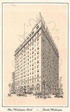 New Washington Hotel Fireproof Building Seattle Washington Vintage Postcard 1939
