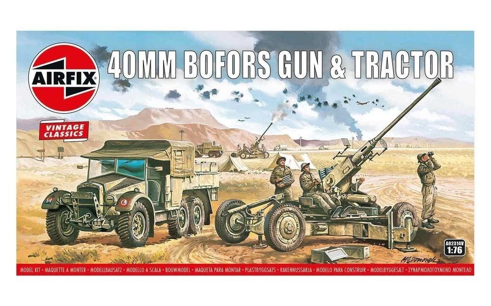 Airfix A02314V Bofors 40mm Gun & Tractor, Vintage Classics in 1:76 Bausatz Neu