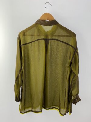 ISSEY MIYAKE ◇ Sheer shirt / M / Polyester / Brown × Yellow ISSEY MIYAKE ◇ Sheer shirt / M / Polyester / Brown × Yellow