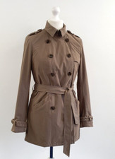 Gryphon New York Braided Midi Trench Coat Jacket Size M Khaki Green Brown