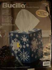 Bucilla "Let It Snow" Snowflake Plastic Canvas Tissue Box Cover Craft Kit 61262