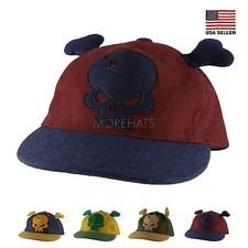 Skull Bone Ear Hip-hop Era Trucker 100% Wool Snapback Flat Baseball Cap Hat Men