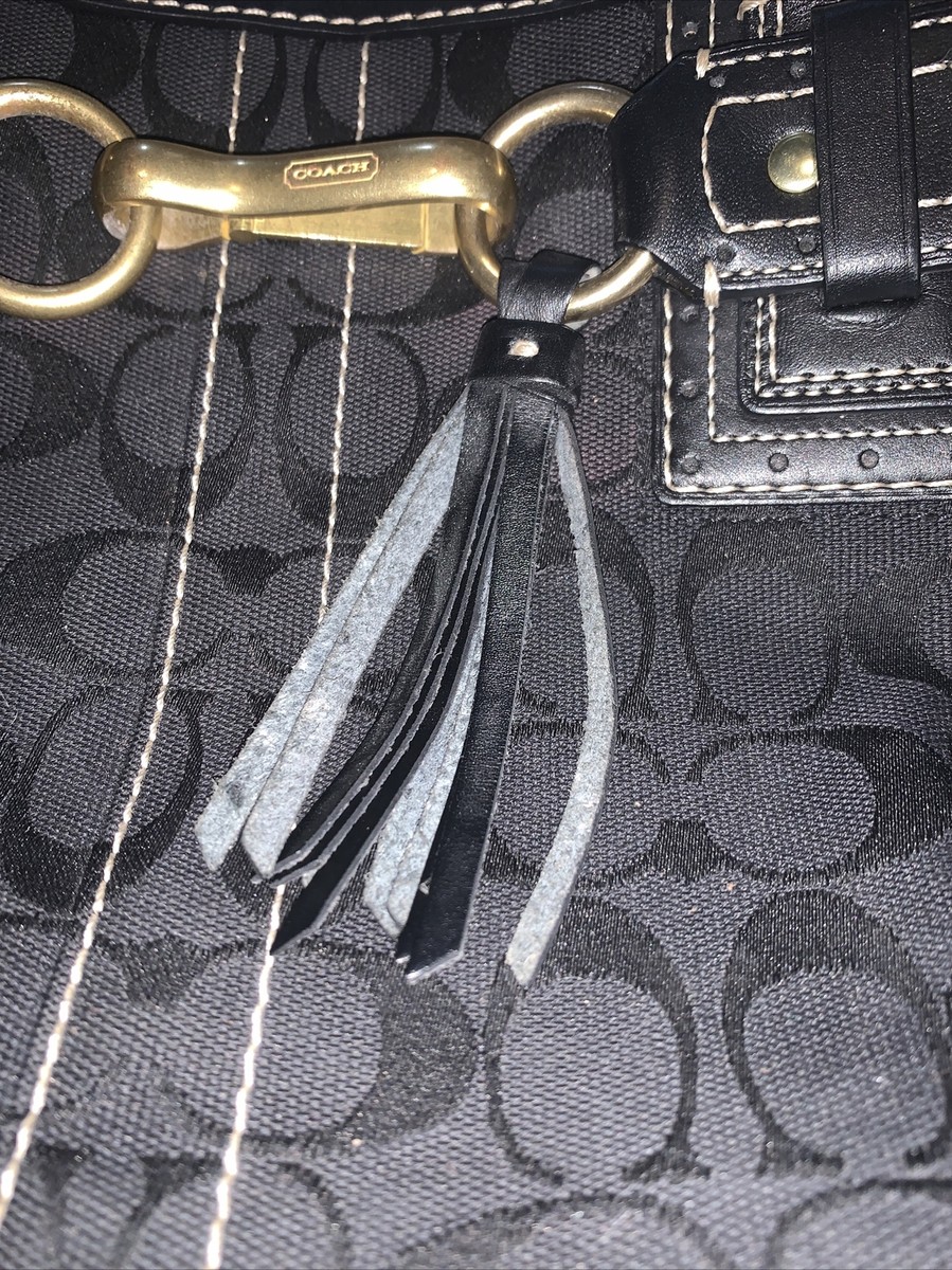 Coach Handbag Purse 10508 Hampton Tote Signature Tassel black