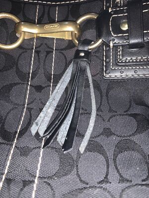 Coach Handbag Purse 10508 Hampton Tote Signature Tassel black