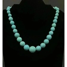 Statement Faux Turquoise Beaded Necklace Chic Southwestern Retro Bohemian Native