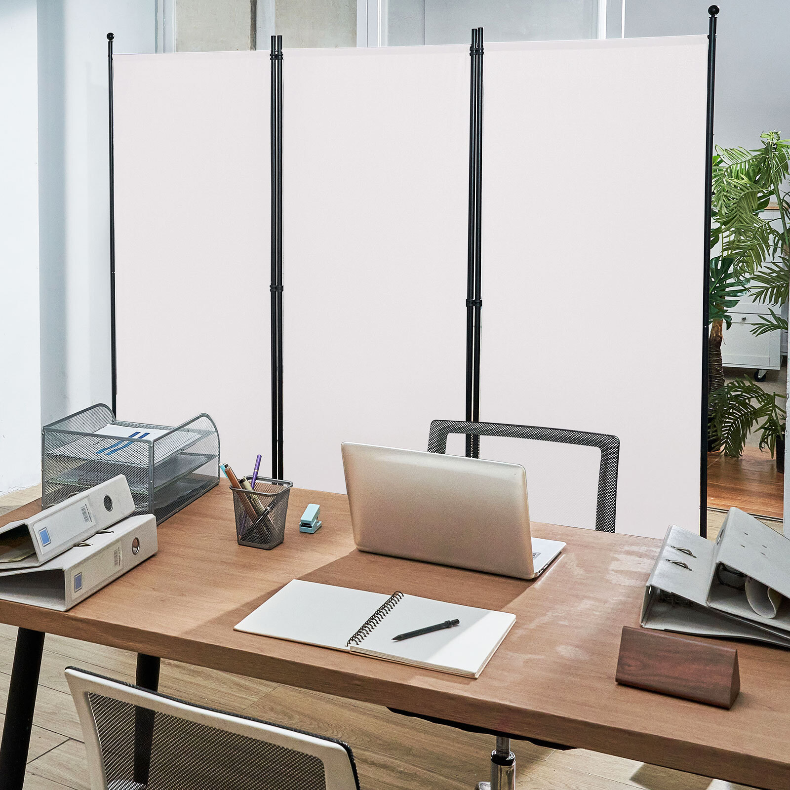 VEVOR Biombo Separador Plegable de Ambientes 3 Paneles 226x51,5x185 cm, Blanco