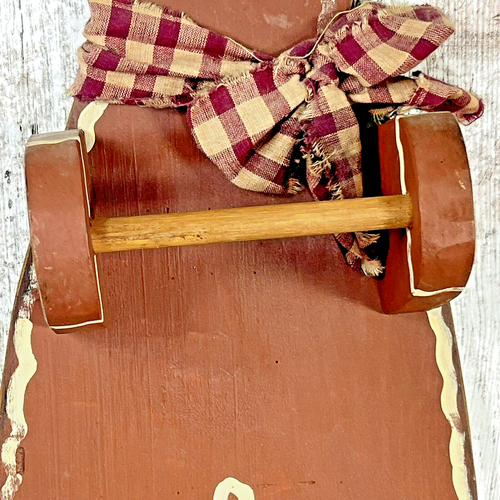 Wood Gingerbread Man Towel Holder Wall Decor Handmade Christmas Rustic ~19" Vtg - Picture 5 of 13