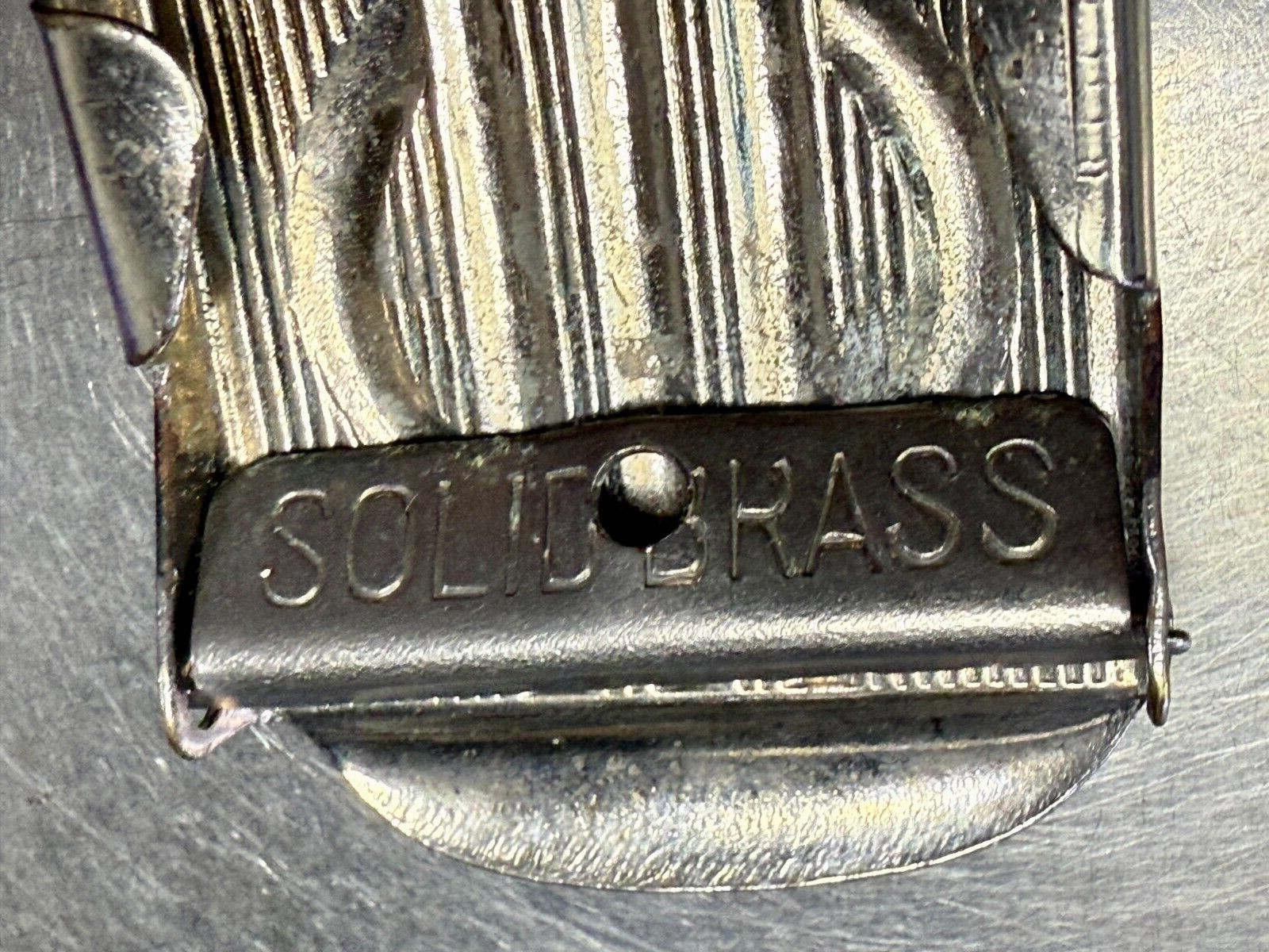 Antique Art Deco Abstract Pattern Solid Brass Vin… - image 9