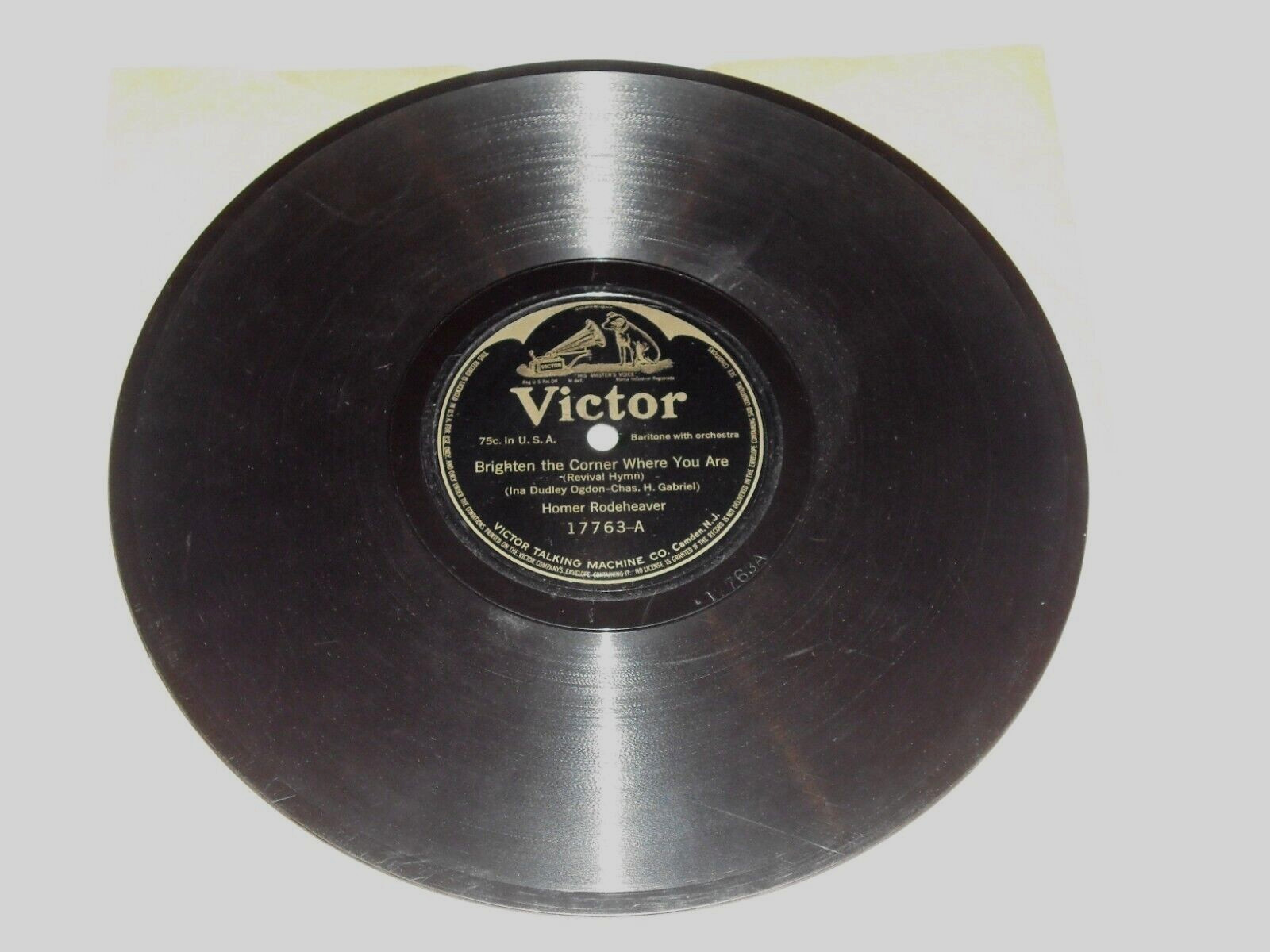 HOMER RODEHEAVER-Brighten The Corner (1916) VICTOR 10" Shellac Single