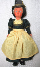 Celluloid Vintage Doll Wearing Traditional Dress, Austria, Painted Eyes, 9" Tall