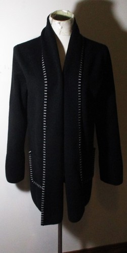 MAGASCHONI Black Long Sleeve Midi Wrap Coat Women's Size L