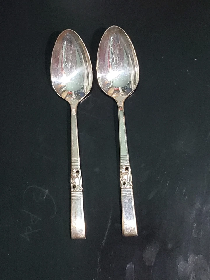 1948 VTG MORNING STAR BY ONEIDA OVAL SOUP SPOON TABLESPOON SILVER PLATE SET OF 2 - Image 3 of 4