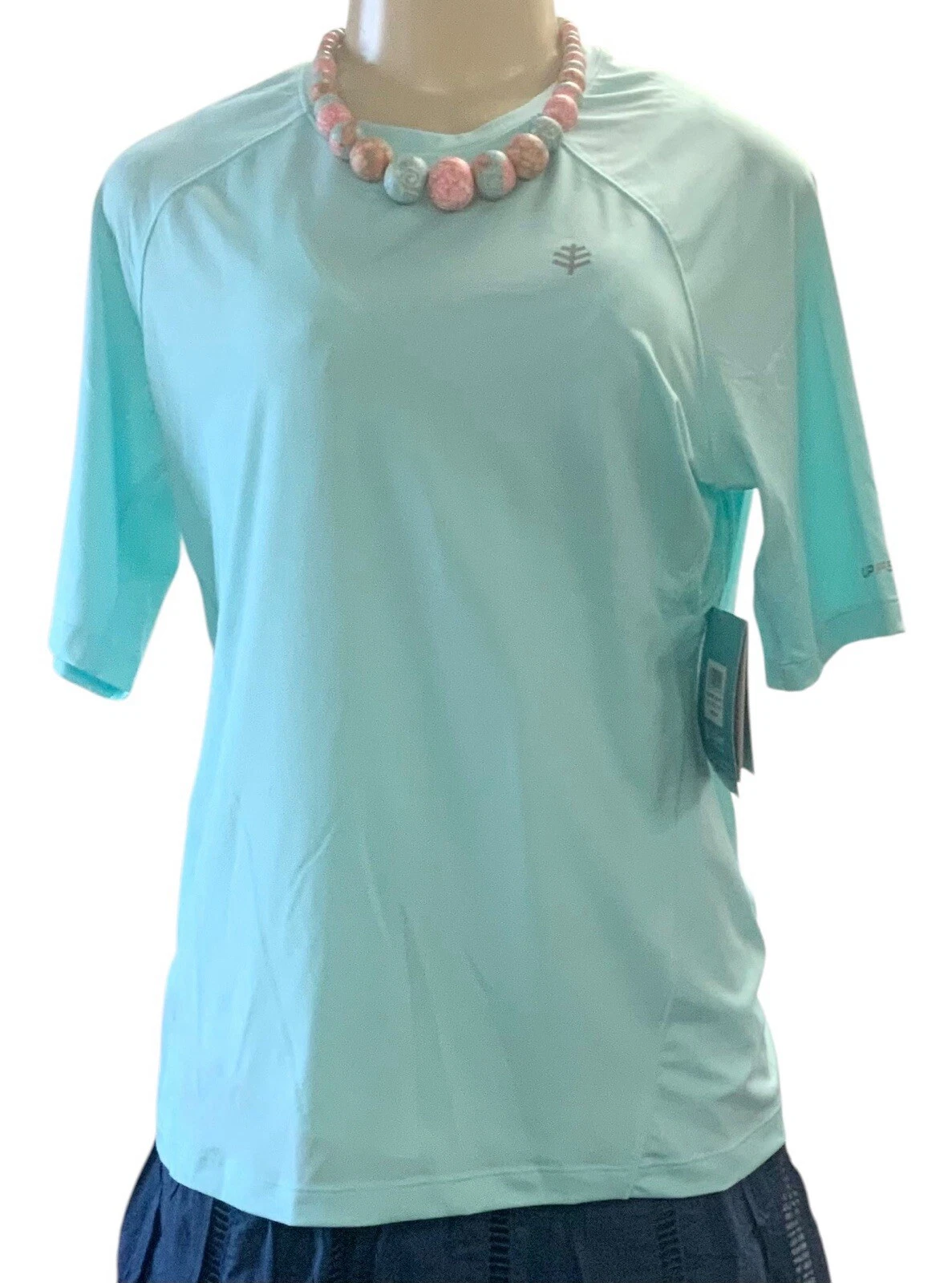 Coolibar Devi Fitness Short Sleeve Performance & Necklace UPF 50+ Womens Medium