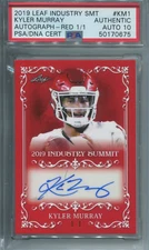Kyler Murray 2019 1/1 Leaf Industry Summit Autographed Card#KM1 (PSA) Graded Aut