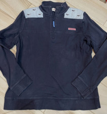 girls VINEYARD VINES PULLOVER SWEATSHIRT logo NAVY BLUE zip neck shirt 10-12 med