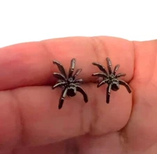 Black Spider Stud Earrings Men Stud Stainless Steel Punk Hoop Gothic Unisex Gift