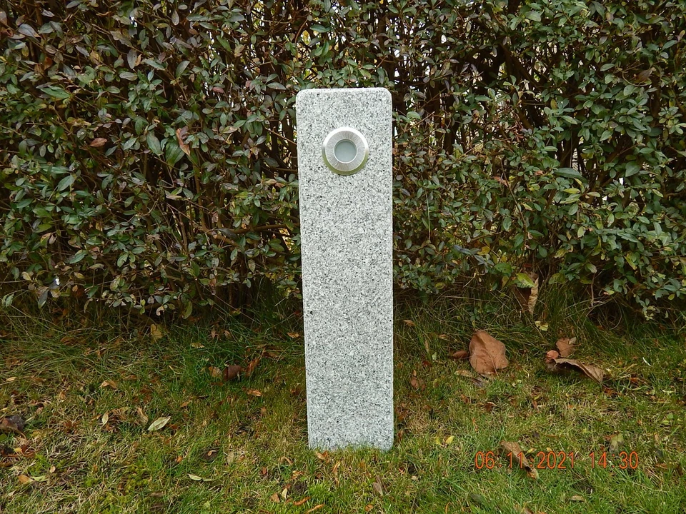 LED Gartenlampe Granit mit Bohrungen für 2 Einzeldosen Energiesäule Stele 230 V - Bild 2 von 4