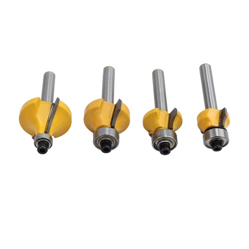4X 1/4'' Shank Round Over Router Edging Bit Woodworking Tool Set Kits Alloy UK - Picture 8 of 11