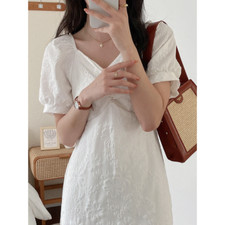 Women's Embossed Flowers Fashionable and Elegant Comfortable Small Black Dress