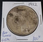 1922-P Uncirculated Peace Silver Dollar GEM+ BU Unique Natural Toning Cartwheel