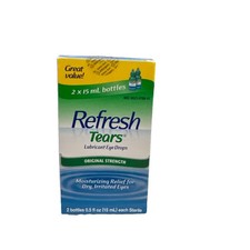 REFRESH TEARS - LUBRICANT EYE DROPS - TWIN PACK - 2 x 15ML BOTTLES - EXP 03/2027