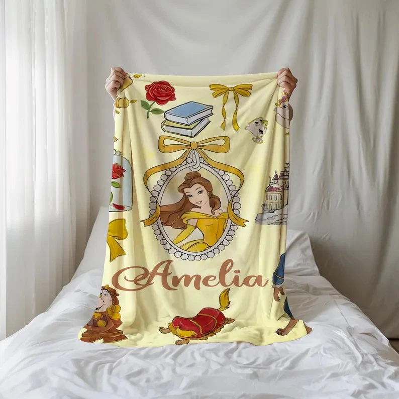 Personalized Disney Belle Princess Fleece Blanket
