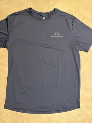 Under Armour Mens Vanish Rush Energy Shirt Large Navy Blue EUC  1383973 S/S Gym
