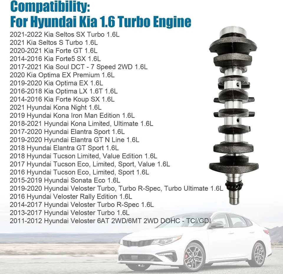 G4FJ Engine Crankshaft ConRod Bearing Piston For Hyundai Veloster Kia Optima 1.6 Foto 4 de 4