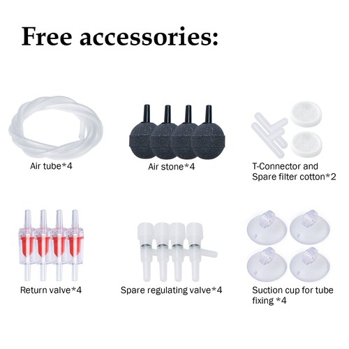 4W/5W/8W Aquarium Corded Electric Air Pump, 96GPH/160GPH/256GPH Dual Outlets ... - Picture 2 of 6