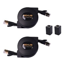 2-Pack Retractable Cat 7 Flat Ethernet Network Cable 4.9 FT 1.5 M with 2 RJ...
