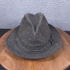Vintage Stetson Fedora Hat Men's 7 1/4 Grey Wool Tweed Made In USA Union Made