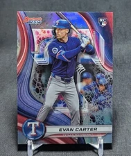 Evan Carter Refractor Rookie RC 2024 Bowman's Best Chrome Card #66 Texas Rangers