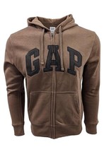 GAP Factory Men's Full Zip Logo Dark Brown Hoodie Sweater US Men s Size XL NEW