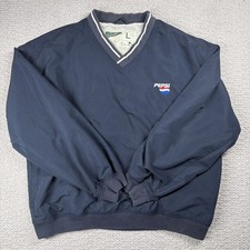 Vintage Pepsi V Neck Windbreaker Pullover Jacket Mens L Signature Collection