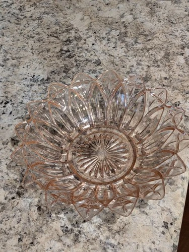 Vintage Pink Depression Glass Serving Bowl