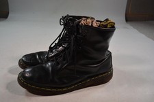 Dr. Martens Combat Boots Mens Size 10 Black Leather Lace Up Slip Resistant Ankle